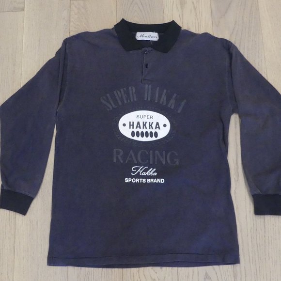 Super Hakka Racing Hakka Sports Brand Madiner Black Large Long Sleeve Polo - Picture 1 of 4